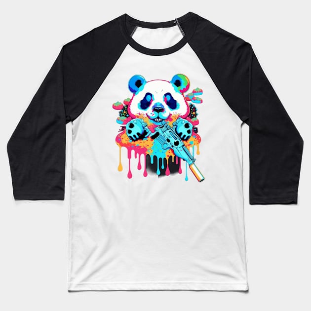 Panda With Guns and Candy Baseball T-Shirt by Bam-the-25th